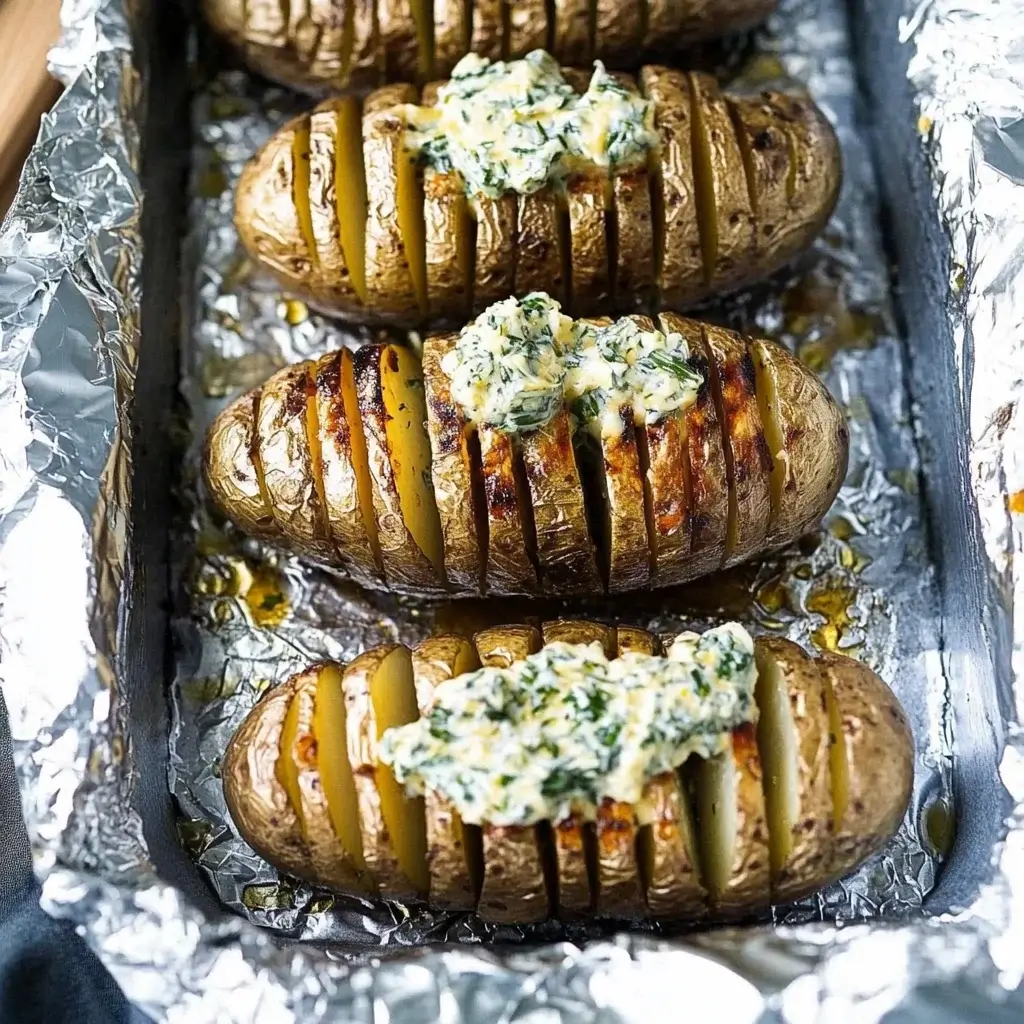 Grilled Hasselback Potatoes with Chive Butter are irresistible!