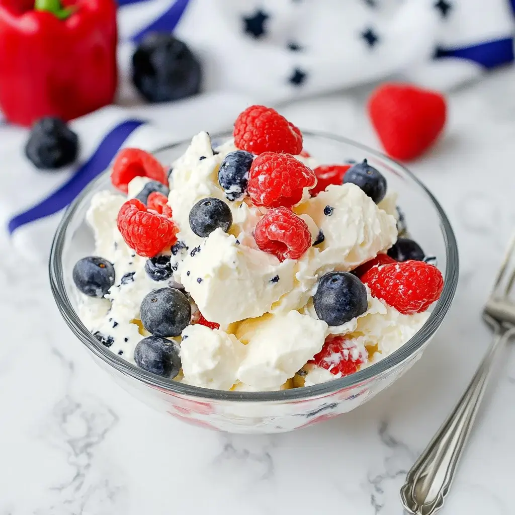Red, White, and Blue Cheesecake Salad Recipe Revealed!