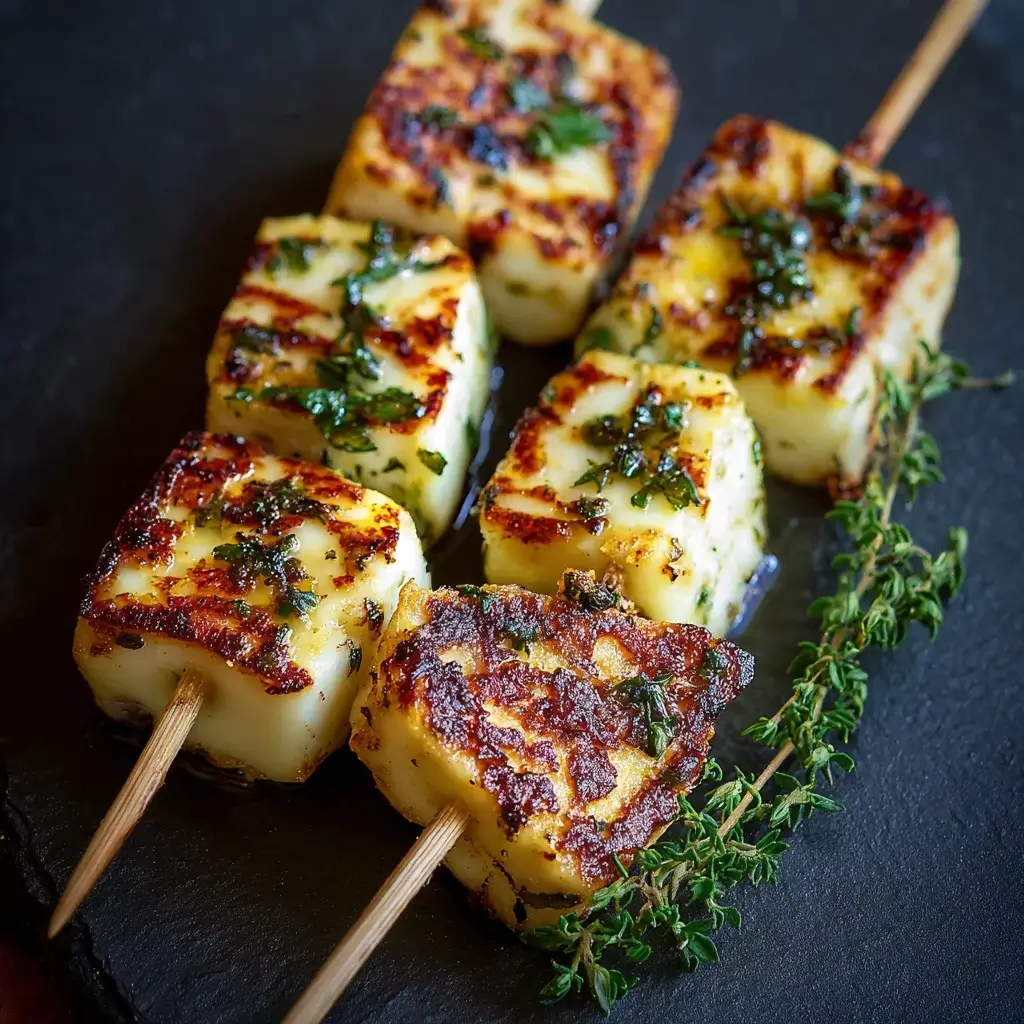 Grilled Halloumi Skewers with Lemon and Thyme Boost Flavor!