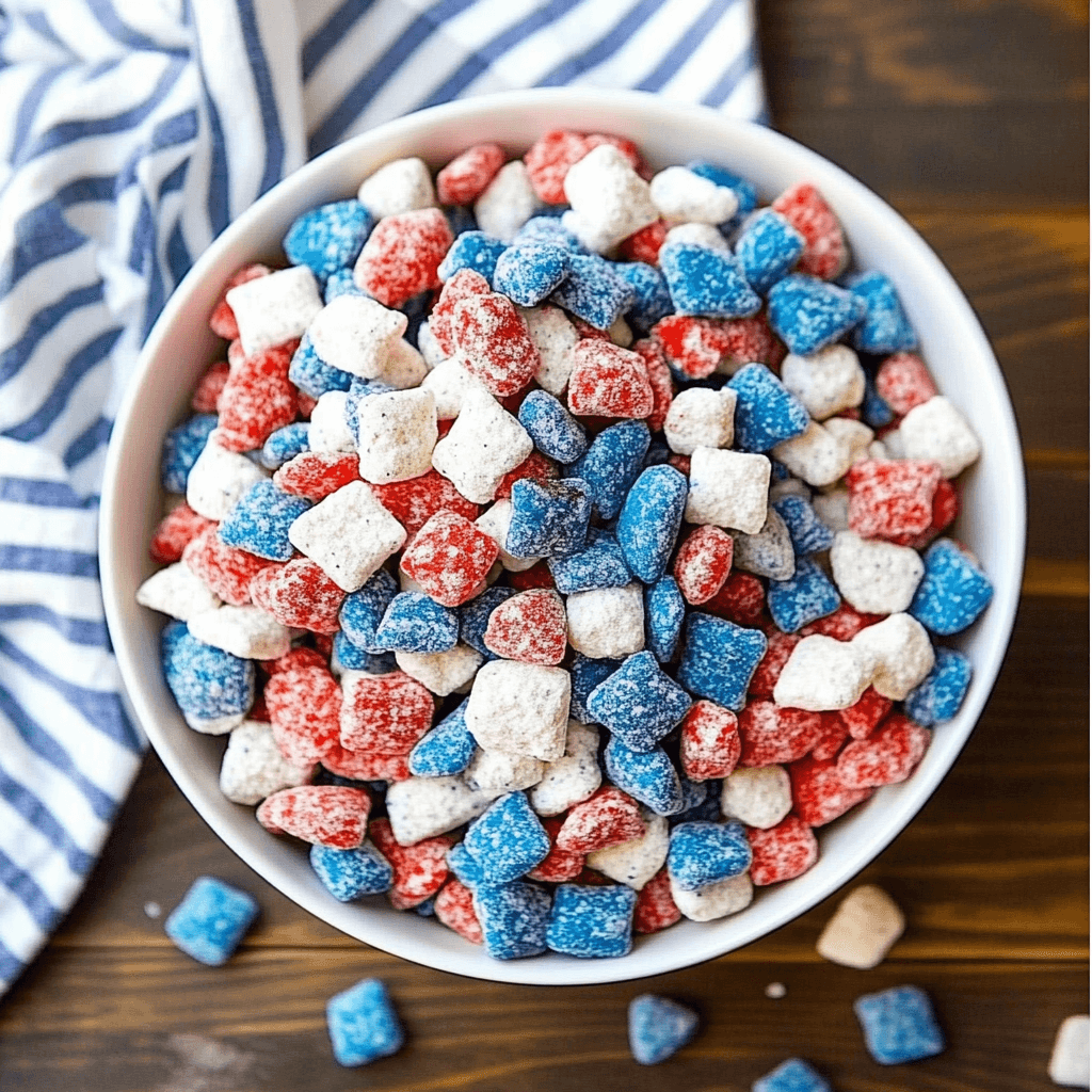 Red, White, and Blue Muddy Buddies: A Festive Treat!