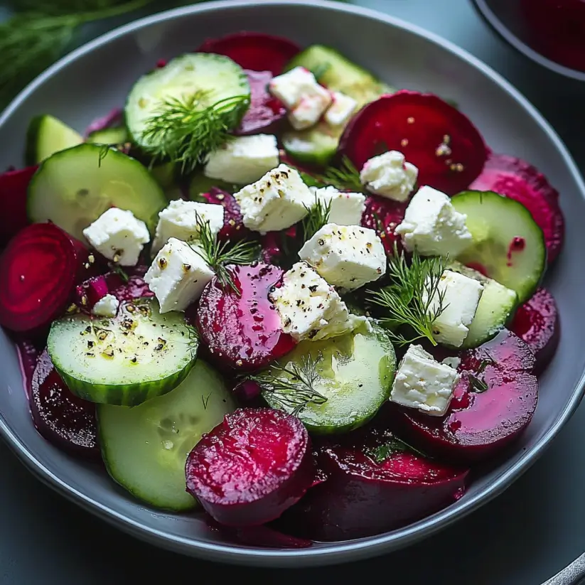 Beet and Feta Salad with Cucumber and Dill Awaits You!