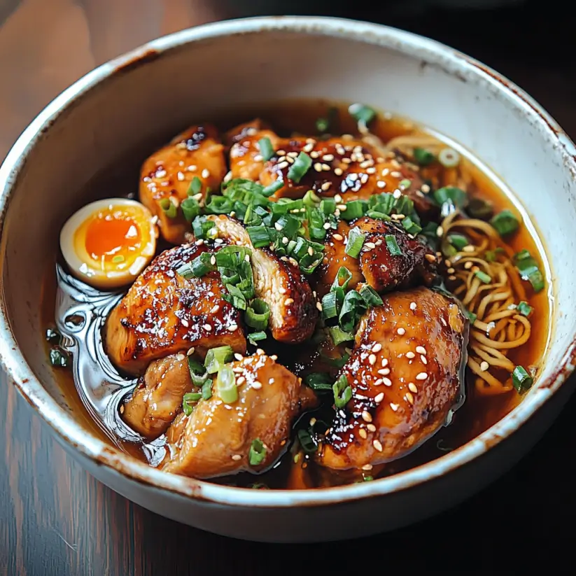 Caramelized Soy Chicken with Garlic Ginger Broth delights your taste buds!