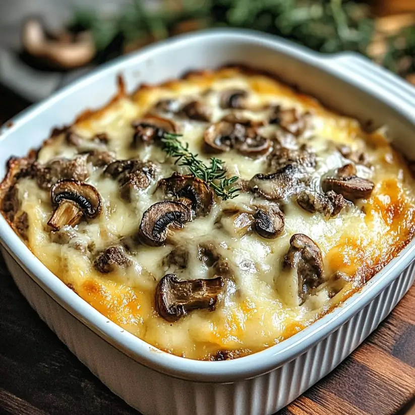 Cheesy Hamburger Mushroom Bake: A Delightful Dinner Idea!