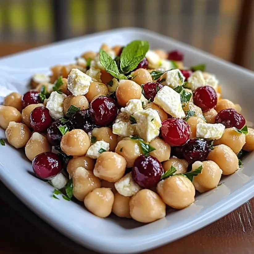 Feta Cranberry Chickpea Salad with Lemon Vinaigrette is Delicious!