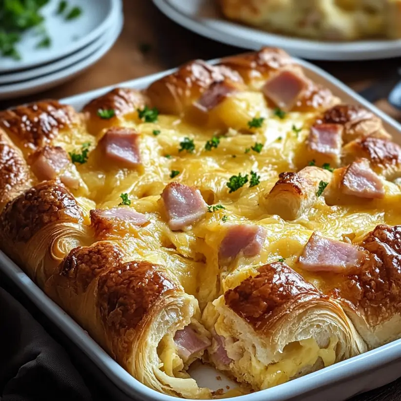 Ham and Cheese Croissant Breakfast Casserole: Easy Delight!