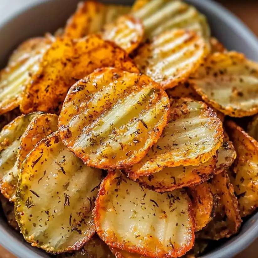 Crispy Air Fryer Spicy Dill Pickle Chips that Wow!