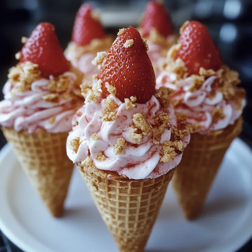Strawberry Crunch Cheesecake Cones: A Sweet Delight!