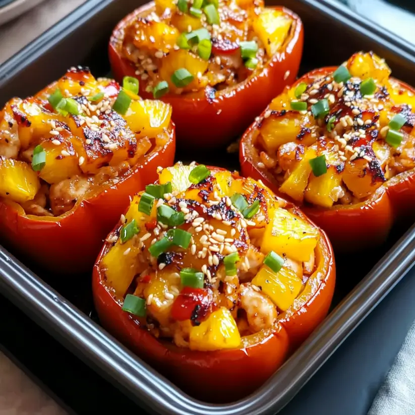 Teriyaki Pineapple Chicken Stuffed Peppers Delight You!