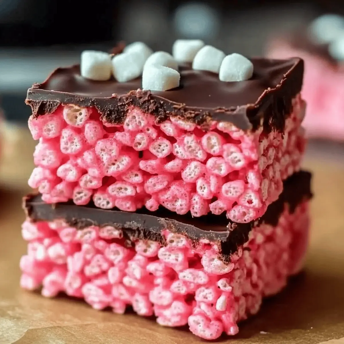 Cherry Rice Krispie Treats with Dark Chocolate Bliss