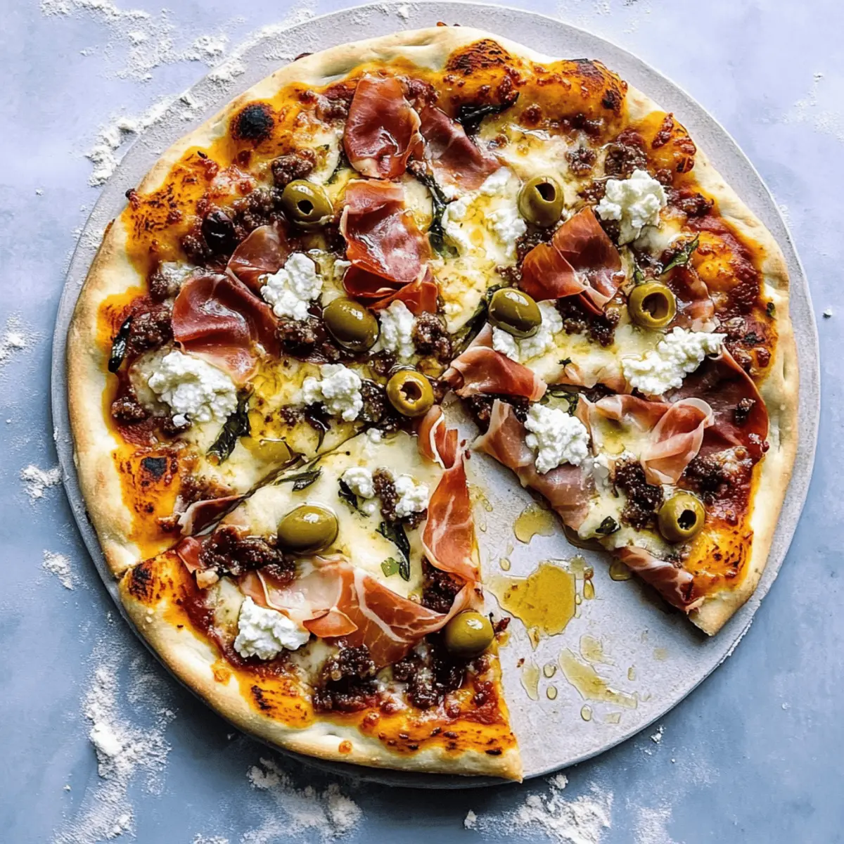 Savory Charcuterie Pizza with Fig Butter and Goat Cheese Delight
