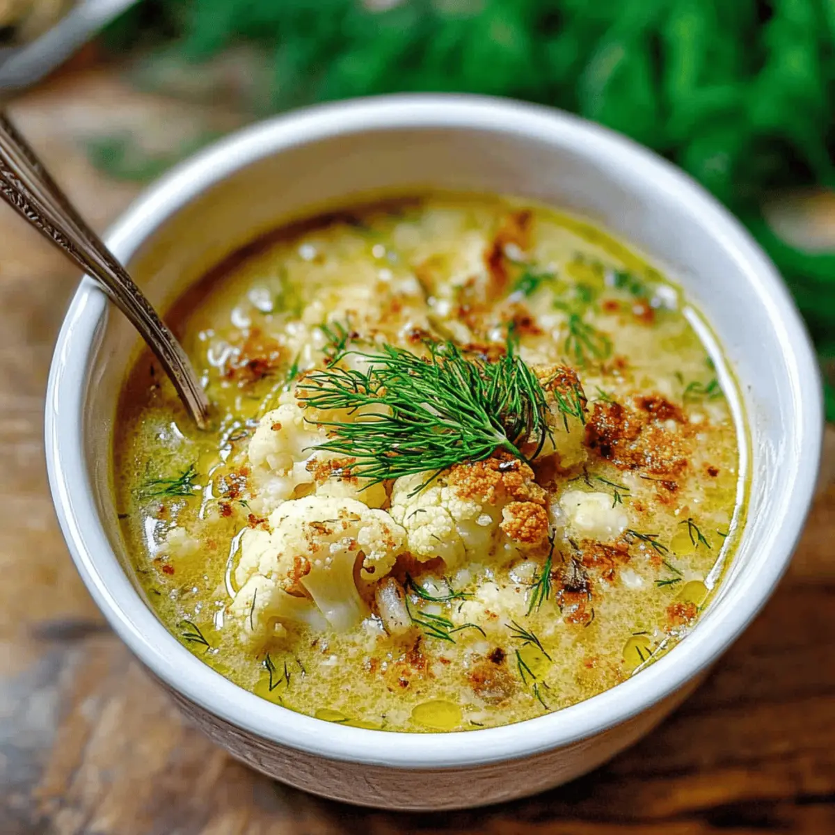 Creamy Roasted Cauliflower Soup with Mediterranean Flair