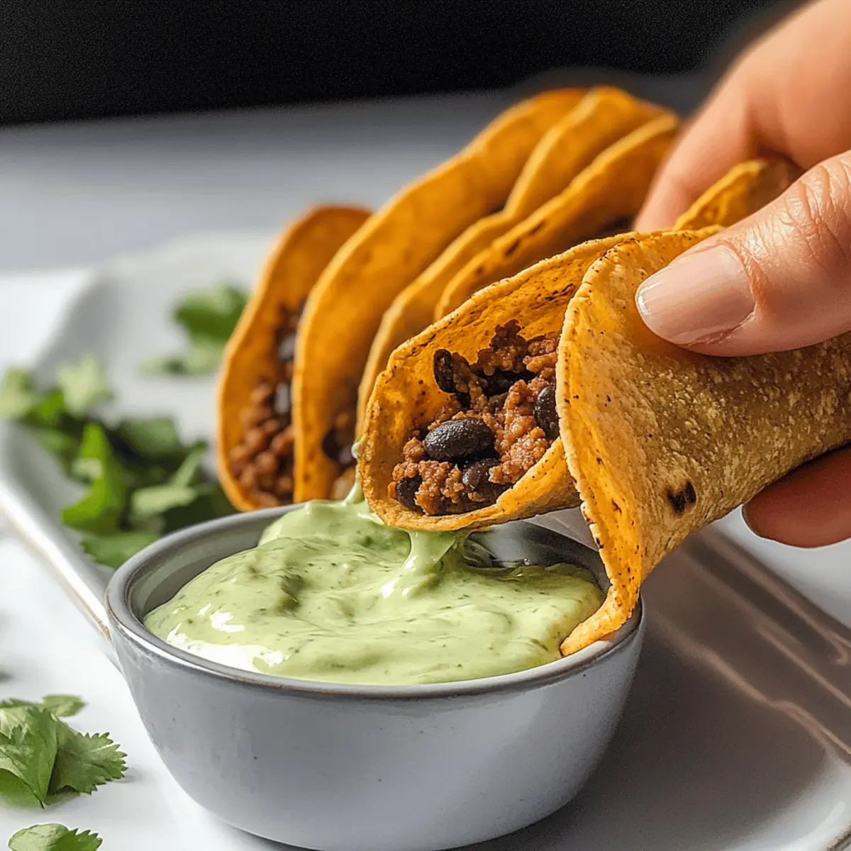 Crispy Baked Ground Turkey Tacos with Avocado Sauce Bliss