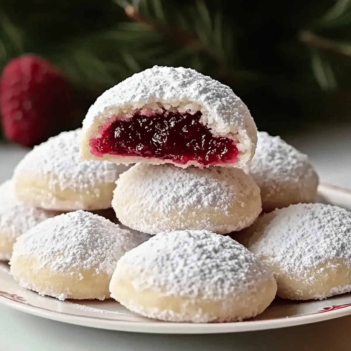 Raspberry-Filled Almond Snow Cookies: A Festive Bliss
