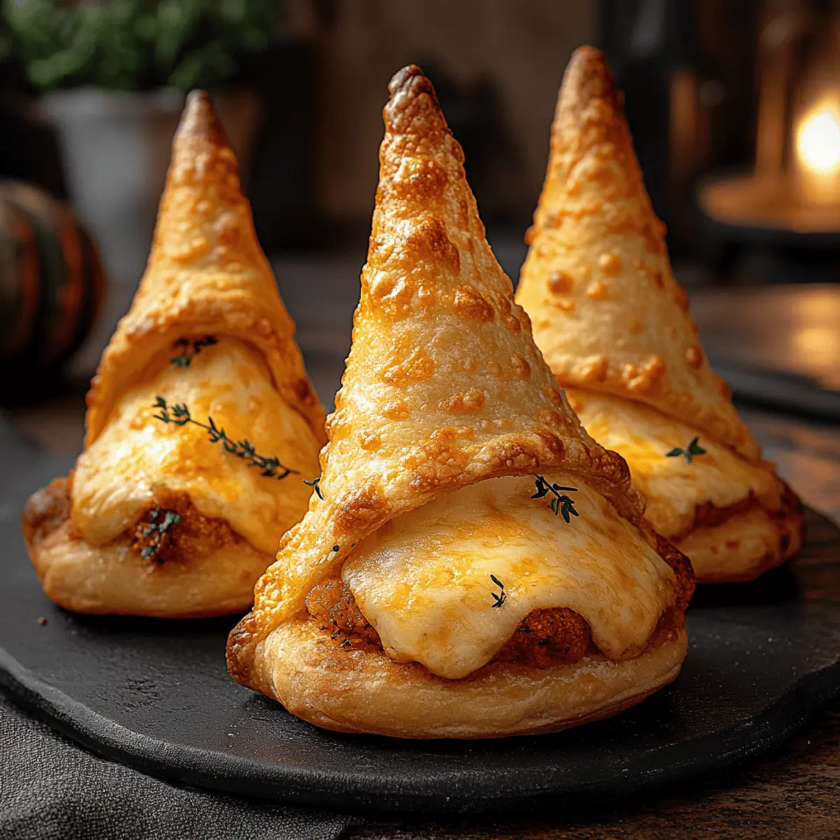 Witches' Hat Cheesy Bread Perfect for Your Halloween Party