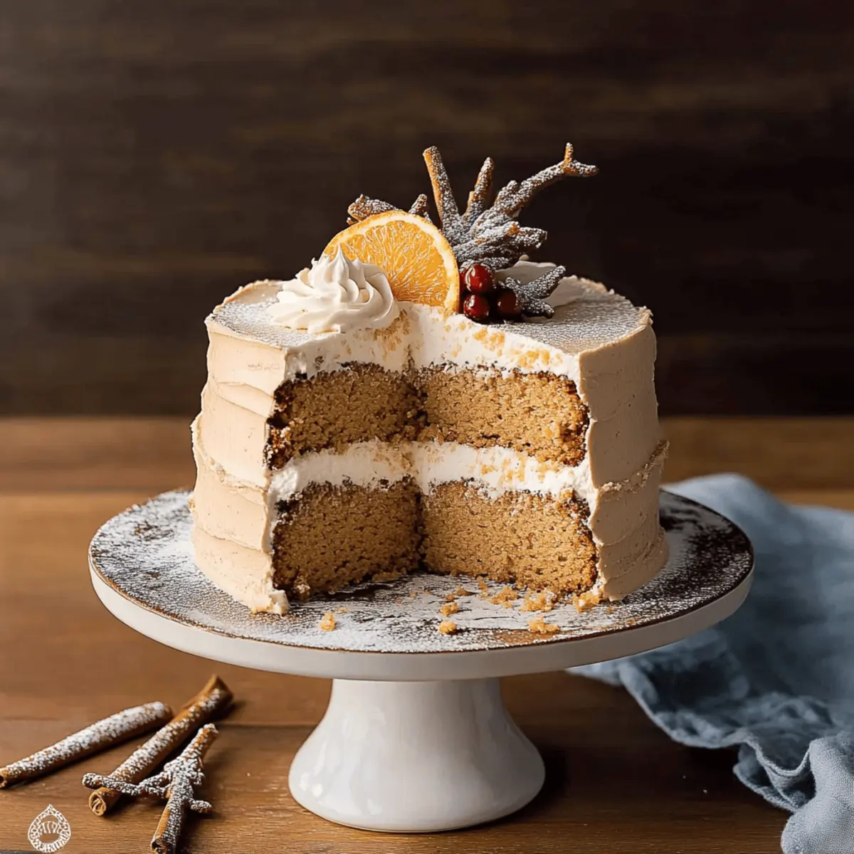 Small Vanilla Orange Gingerbread Cream Cake for Festive Joy