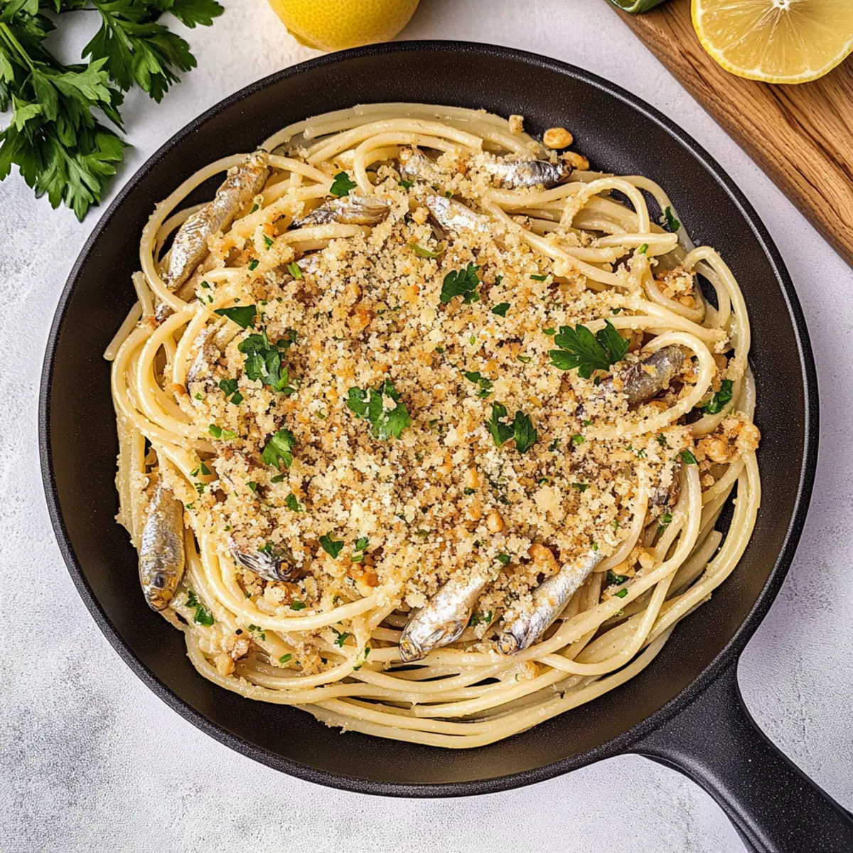 Sardine Pasta with Lemon Crunch: Quick, Easy, & Delicious!