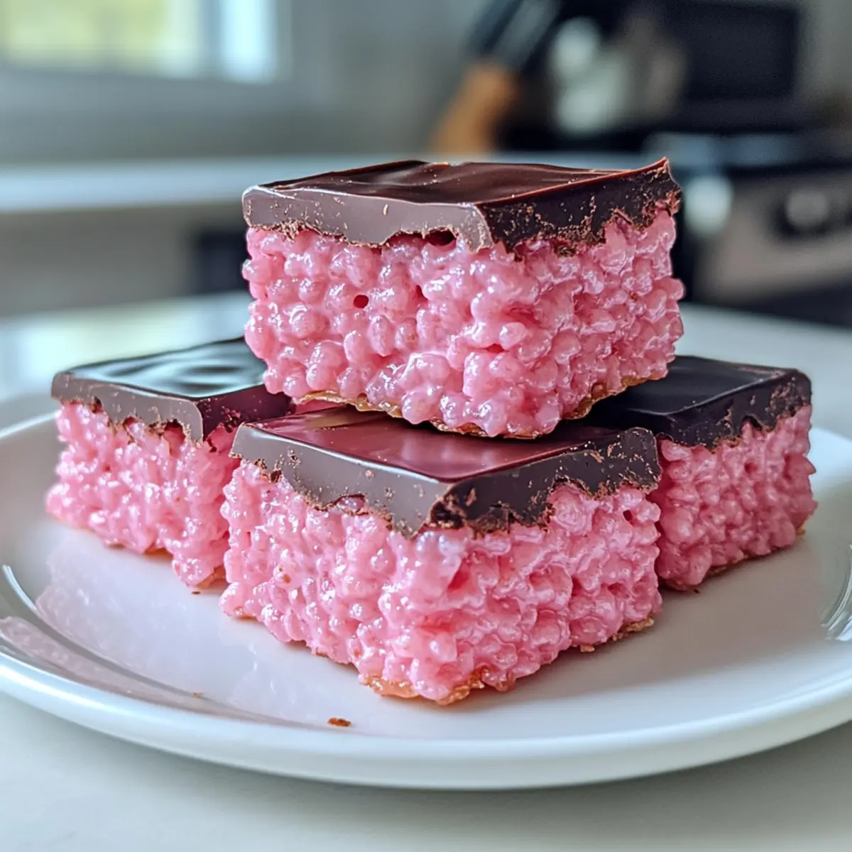 Cherry Rice Krispie Treats with Dark Chocolate Bliss