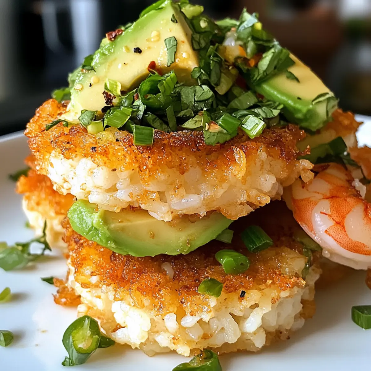 Crispy Rice with Spicy Shrimp Salad: Crunchy Flavor Delight