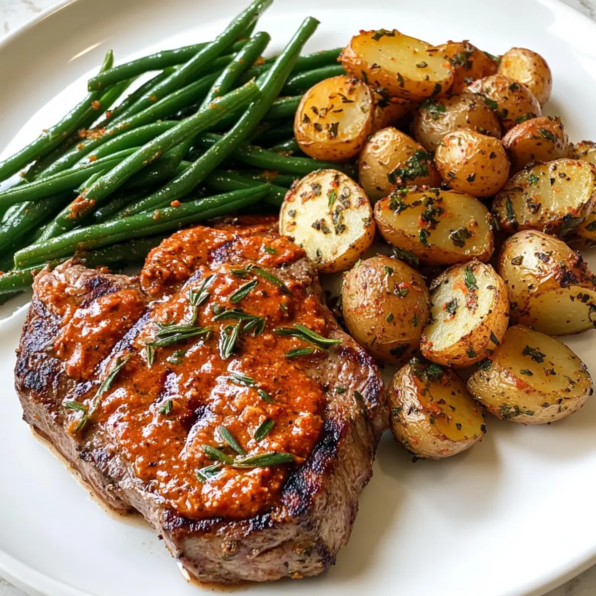 Savory Veal Minute Steak with Smoky Romesco Potato Salad