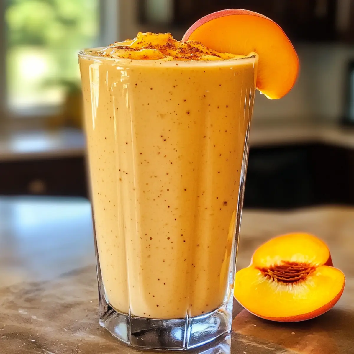 Creamy Peach Smoothie with Sunflower Honey Bliss