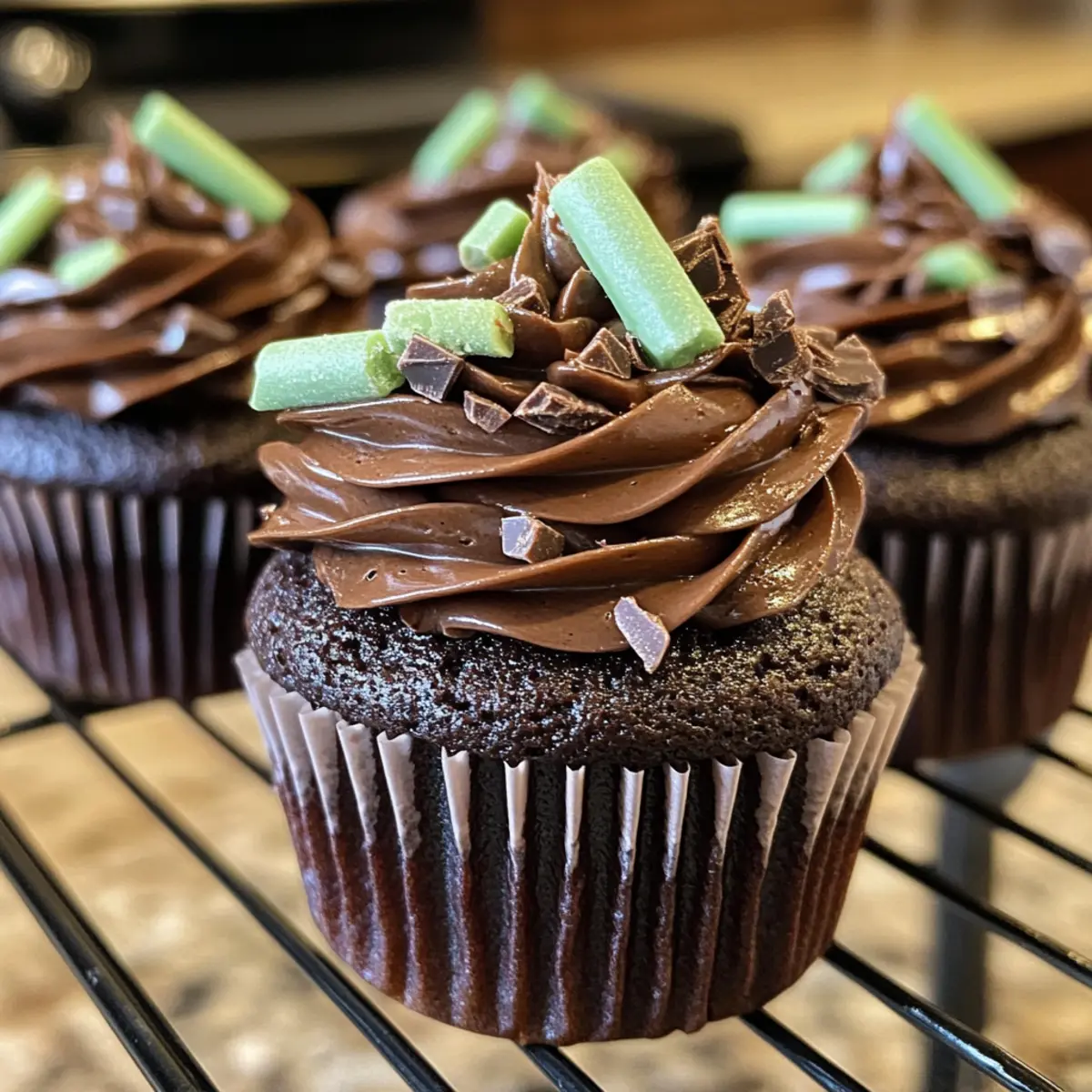 Irresistibly Moist Mint Chocolate Cupcakes with Ganache Center