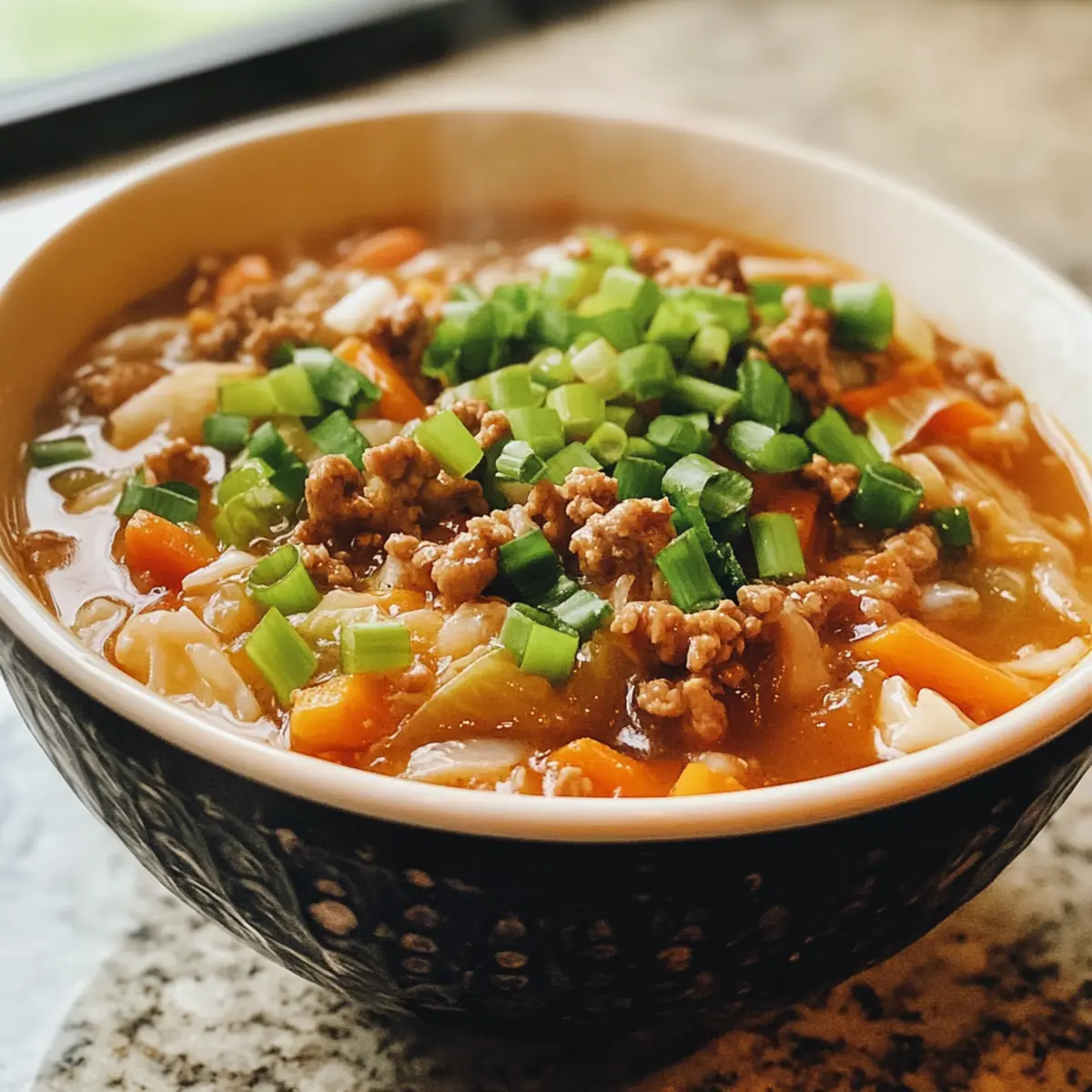 Cozy One-Pot Egg Roll Soup with Green Onions and Ginger