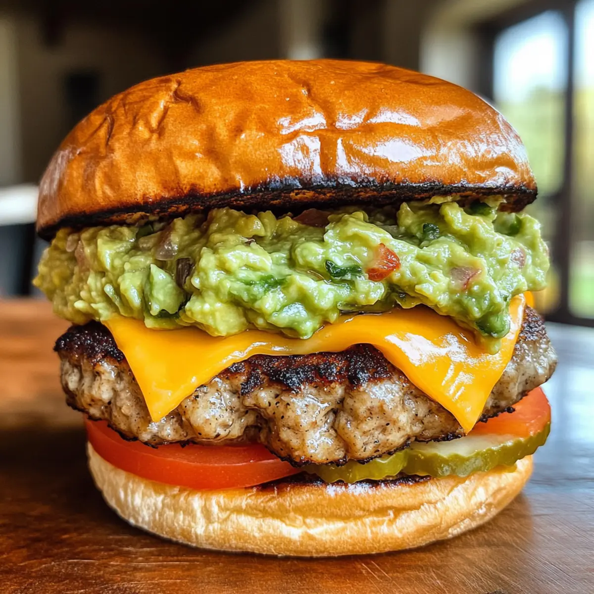 Juicy Stuffed Southwest Turkey Burgers with Pepper Jack & Guacamole