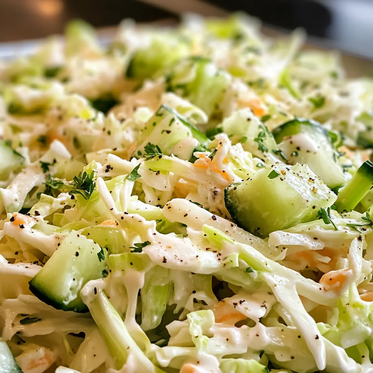 Creamy Peppery Coleslaw with Cucumbers and Celery Bliss